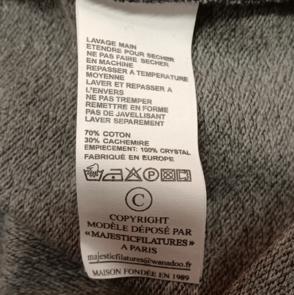 Neiman Marcus Luxury Essentials Cotton & Cashmere French Terry Top Rhinestones - Picture 14 of 14